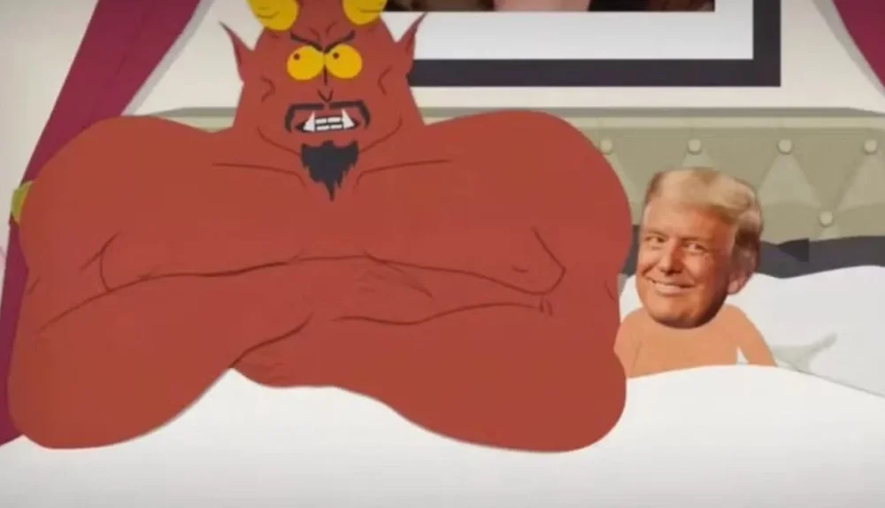 Trump in bed with the devil (Photo- Reproduction) South Park